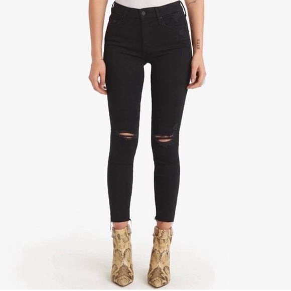 Mother The Looker Ankle Fray Jeans Guilty as Sin 26 - Picture 2 of 12